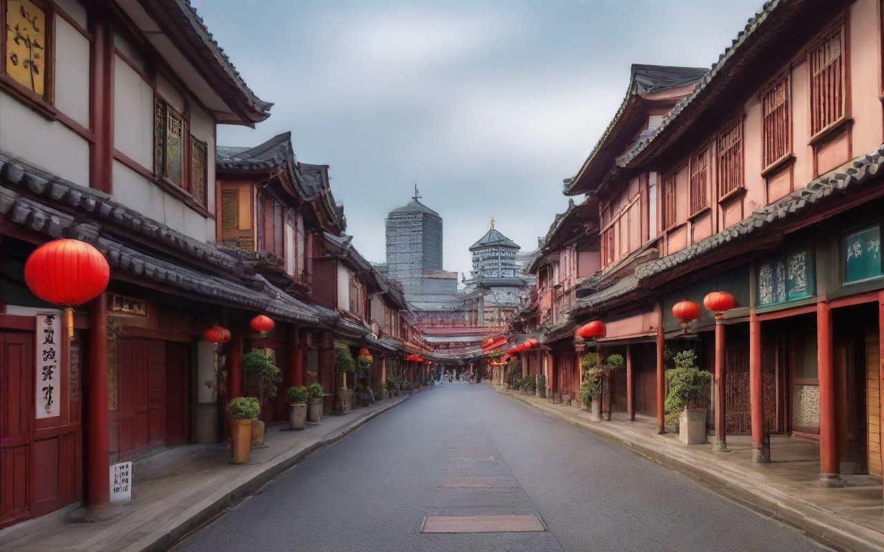 Evening neon reflecting on wet pavement after rain near a corner sweet shop