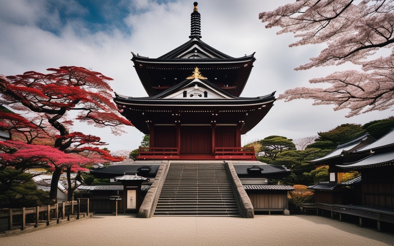 Historic Kamakura temple with traditional Buddhist architecture and serene gardens