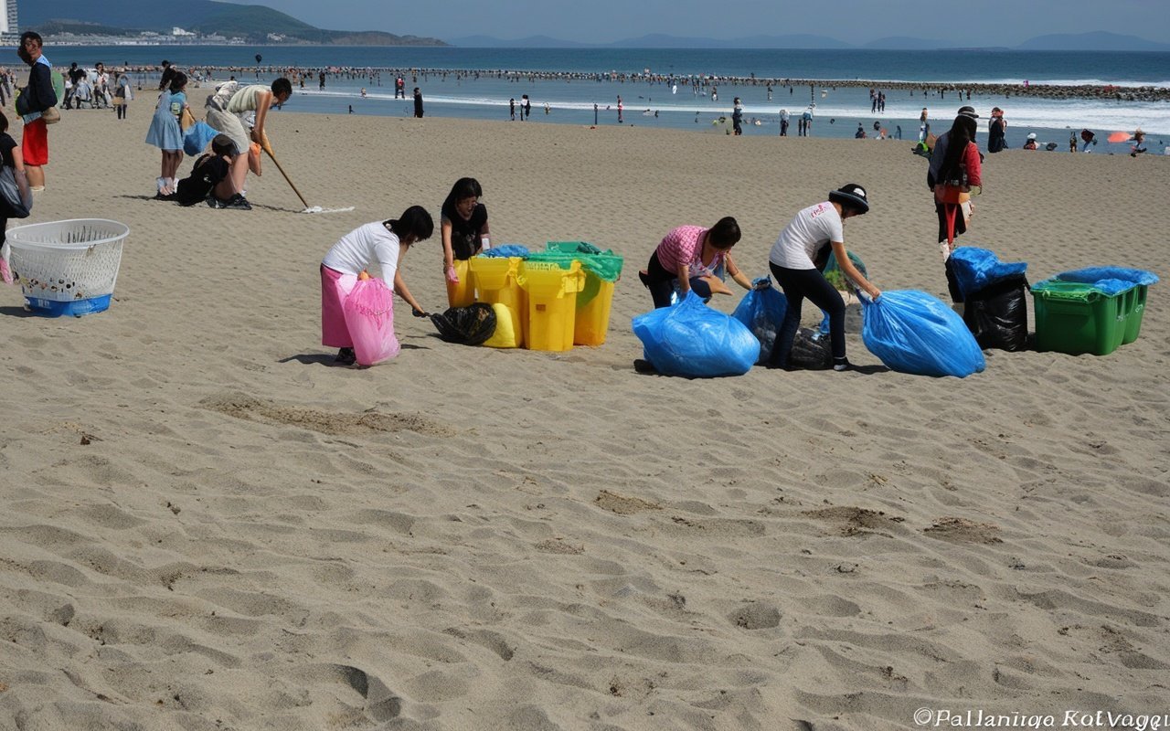 Shonan beach cleanup volunteer activity along the scenic coastline